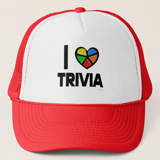 I Love Trivia Fun Epic Game Night Design Trucker Hat (Front)