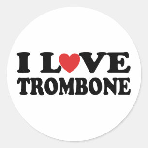 I Love Trombone Classic Round Sticker
