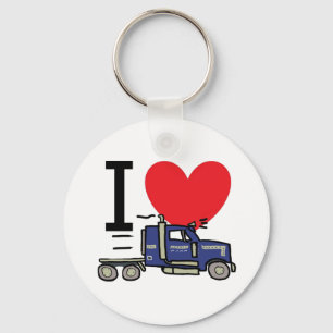 I Love Trucking Keychain