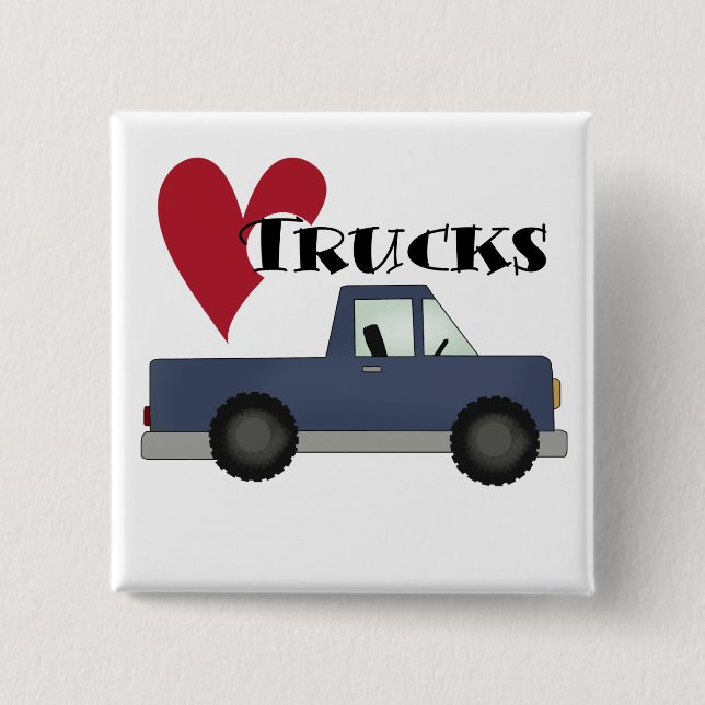 I Love Trucks Tshirts and Gifts 2 Inch Square Button (Front)