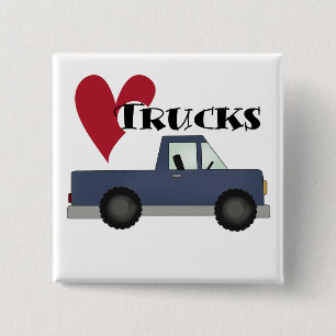 I Love Trucks Tshirts and Gifts 2 Inch Square Button