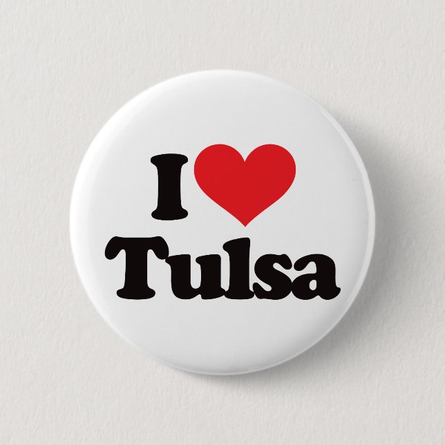 I Love Tulsa 2 Inch Round Button (Front)