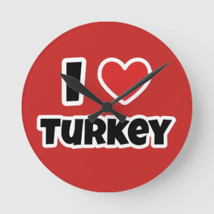 I love Turkey Round Clock