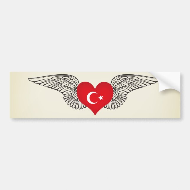 I Love Turkey -wings Bumper Sticker (Front)