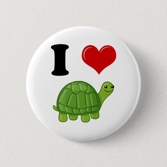 I Love Turtles 2 Inch Round Button (Front)