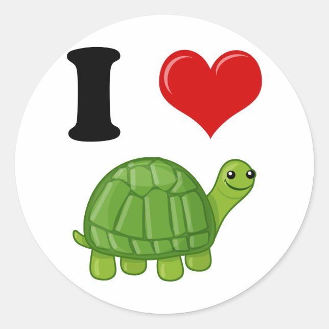 I Love Turtles Classic Round Sticker (Front)