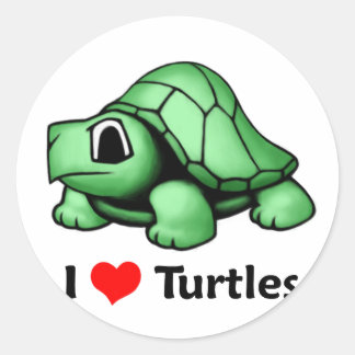 I love Turtles Classic Round Sticker