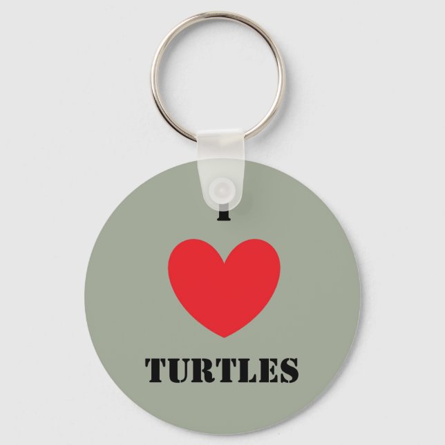 I Love Turtles Keychain (Front)