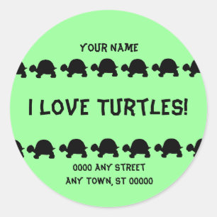 I Love Turtles Name and address labels larger size