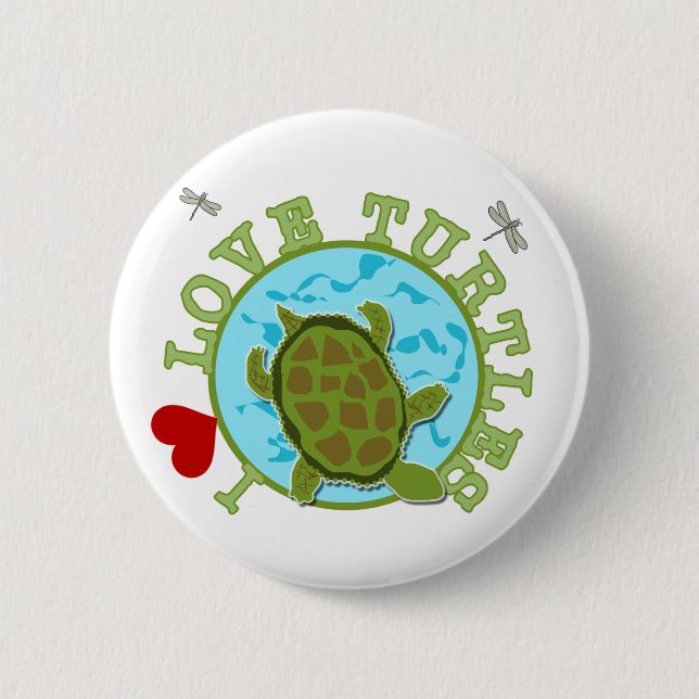 I Love Turtles Tshirts and Gifts 2 Inch Round Button (Front)