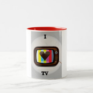 I love Tv cartoon poster Two-Tone Coffee Mug