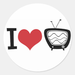 I Love TV Classic Round Sticker