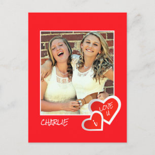 I Love U, Cute Hearts -  Custom Photo Personalized Postcard