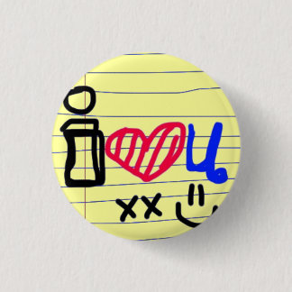 i love u doodle 1 inch round button