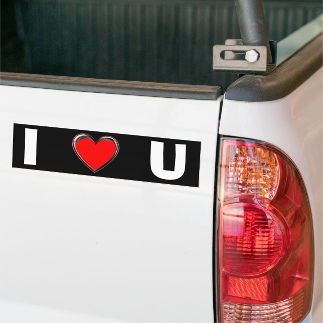 I LOVE U "HEART ART" BUMPER STICKER (On Truck)