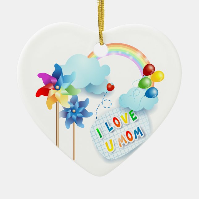 I love U mom Ceramic Ornament (Front)