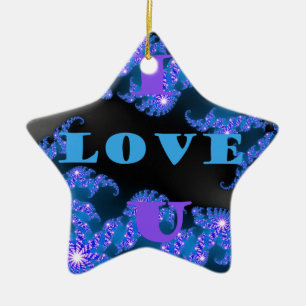 I Love U.png Ceramic Ornament