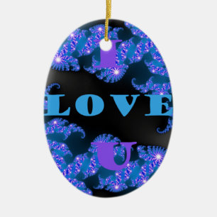 I Love U.png Ceramic Ornament