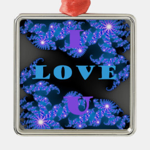 I Love U.png Metal Ornament