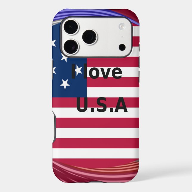 I Love U.S.A. Swirl : Patriotic Heart Art Imprimer (Verso)