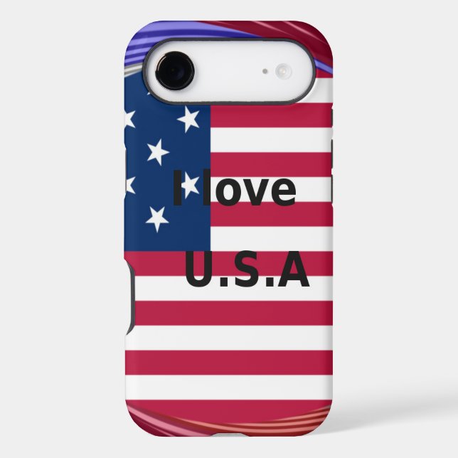 I Love U.S.A. Swirl : Patriotic Heart Art Imprimer (Verso)