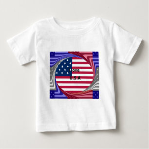 I Love U.S.A. Swirl: Patriotic Heart Art Print Baby T-Shirt