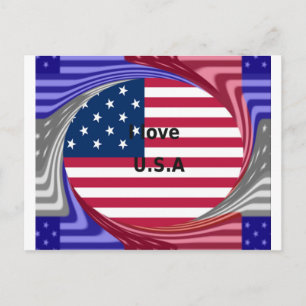 I Love U.S.A. Swirl: Patriotic Heart Art Print  Postcard