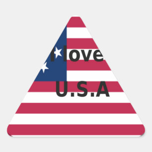 I Love U.S.A. Swirl: Patriotic Heart Art Print  Triangle Sticker