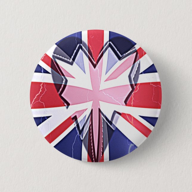 "I Love UK" Art Print 2 Inch Round Button (Front)