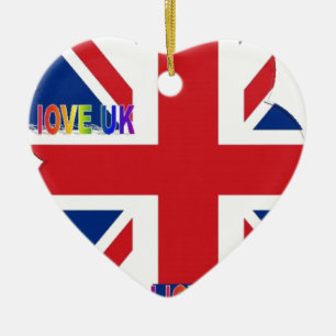 I Love UK Art Print Ceramic Ornament