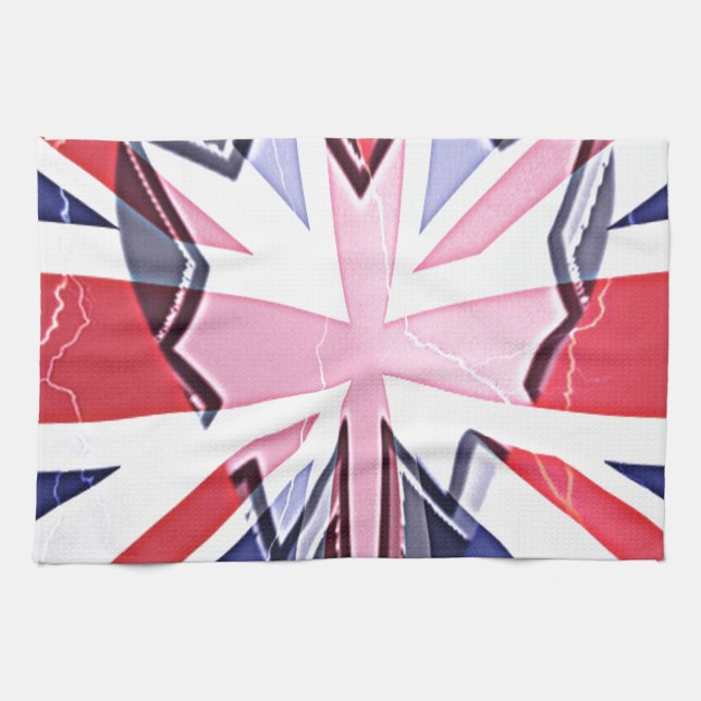 "I Love UK" Art Print Kitchen Towel (Horizontal)