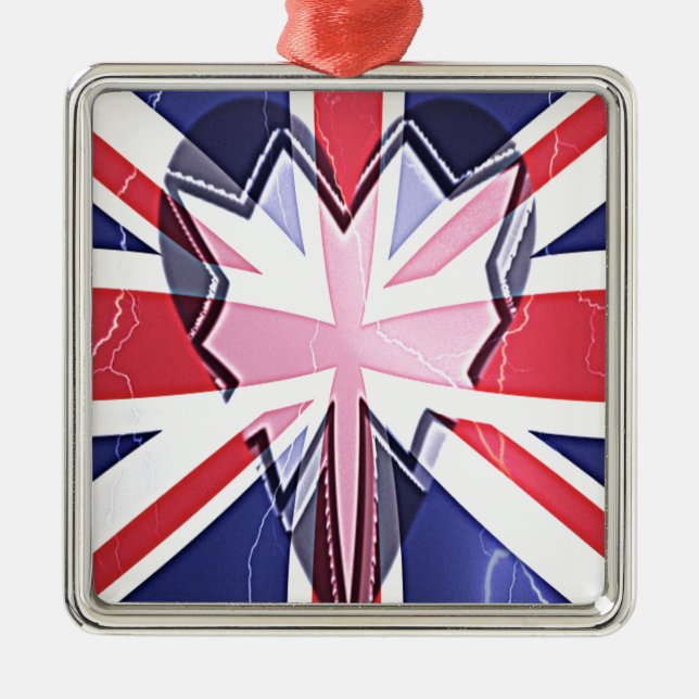 "I Love UK" Art Print Metal Ornament (Front)