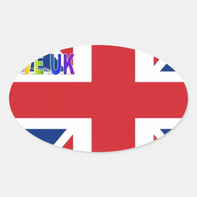 I Love UK Art Print Oval Sticker (Front)