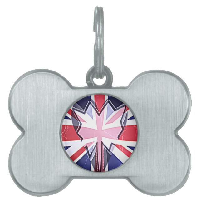 "I Love UK" Art Print Pet Name Tag (Front)