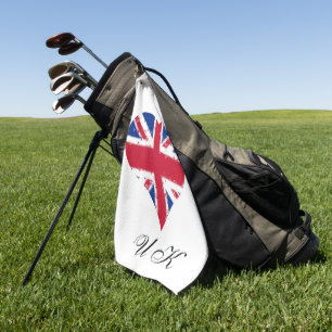 I Love UK Distressed Heart Flag Golf Towel