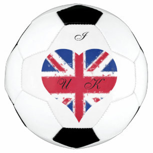 I Love UK Distressed Heart Flag Soccer Ball