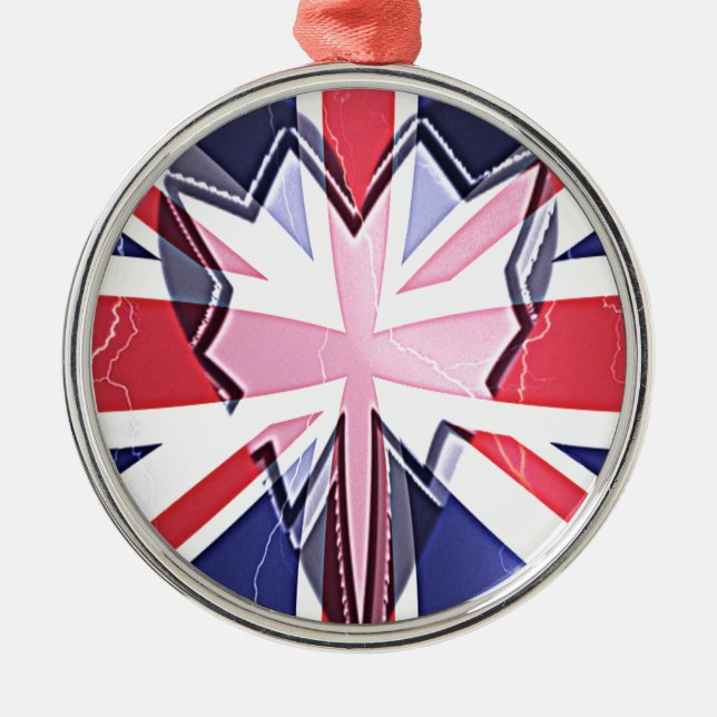 I Love UK Metal Ornament (Front)