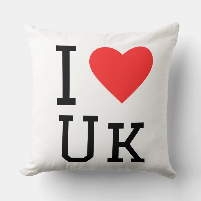I love uk square sticker throw pillow (Front)
