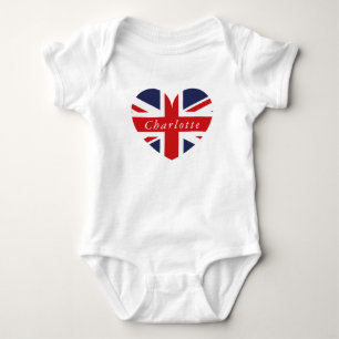 I love UK Union Jack Flag Baby Bodysuit