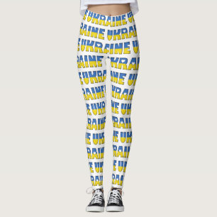 I Love Ukraine Flag Colours Typography Pattern Tex Leggings