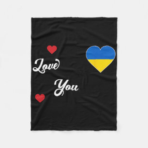 I Love Ukraine With The Ukrainian Flag In A Heart Fleece Blanket