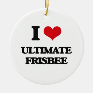 I Love Ultimate Frisbee Ceramic Ornament