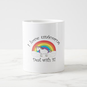 I love unicorns Deal with it! Large Coffee Mug