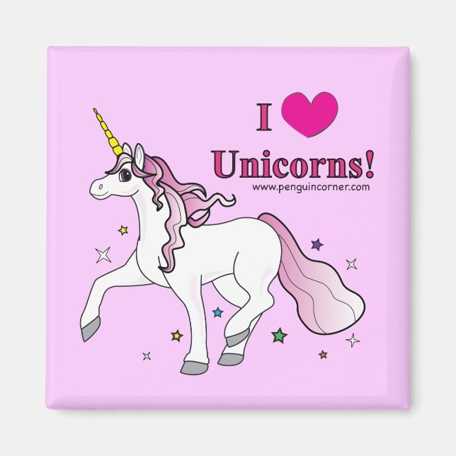I Love Unicorns! Magnet (Front)