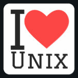 I love Unix  Square Sticker<br><div class="desc">I love Unix ,  for tech lovers</div>