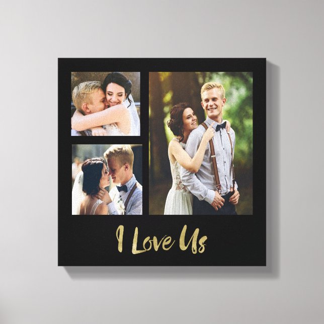 I Love Us Gold Script Wedding Canvas (Front)