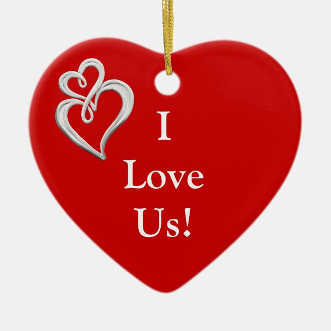 I Love Us Heart Onament Ceramic Ornament (Front)
