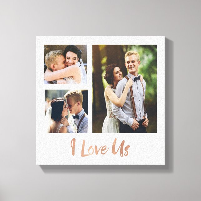 I Love Us Rose Gold Script Wedding Canvas (Front)