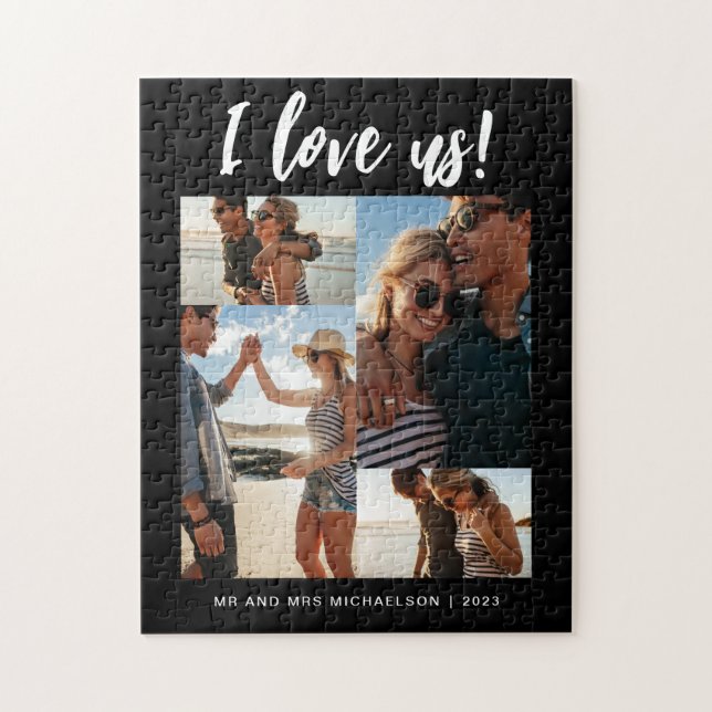 I love us Script Photo Black and White Jigsaw Puzzle (Vertical)