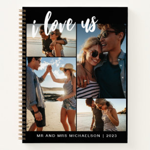 I love us Script Photo Collage Black and White Notebook